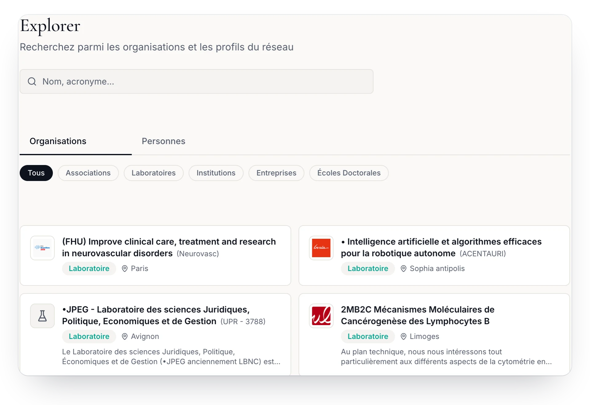 Annuaire Rézo : laboratoires, institutions, écoles doctorales